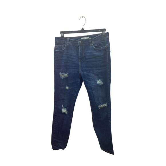 H & H by Harmony & Havoc Women Size14 Distress 5 Pocket Dark Wash Jeans - Picture 1 of 3